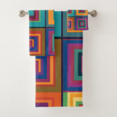Kleurrijk retro blokontwerp bad handdoek (Insitu)