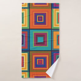 Kleurrijk retro blokontwerp bad handdoek