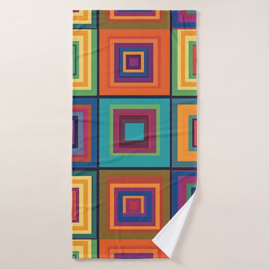 Kleurrijk retro blokontwerp bad handdoek (Badhanddoek)