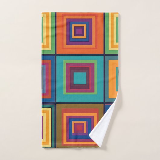 Kleurrijk retro blokontwerp bad handdoek (Handdoek)