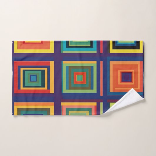 Kleurrijk retro blokontwerp bad handdoek (Handdoek)
