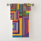 Kleurrijk retro blokontwerp bad handdoek (Insitu)