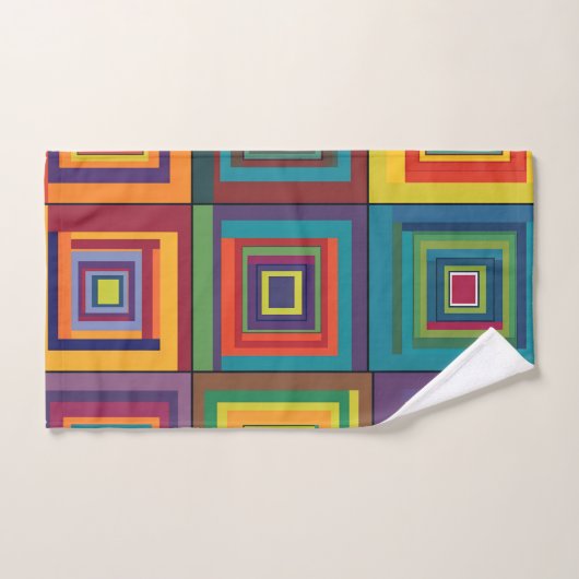 Kleurrijk retro blokontwerp bad handdoek (Handdoek)