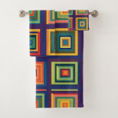 Kleurrijk retro blokontwerp bad handdoek (Insitu)