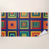 Kleurrijk retro blokontwerp strandlaken (Voorkant)