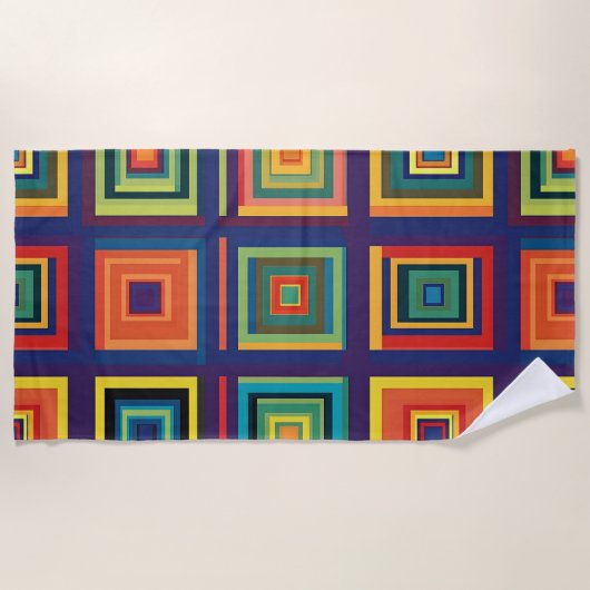 Kleurrijk retro blokontwerp strandlaken (Voorkant)