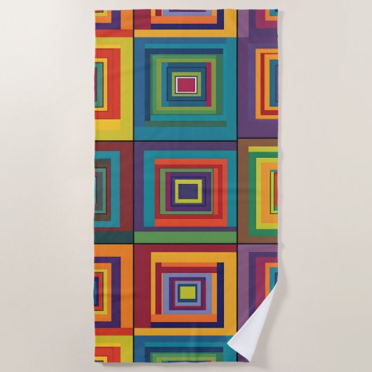 Kleurrijk retro blokontwerp strandlaken (Voorkant)