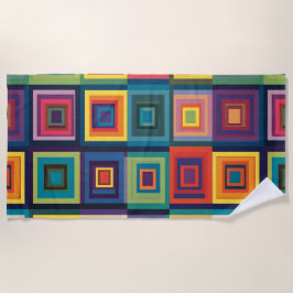 Kleurrijk retro blokontwerp strandlaken