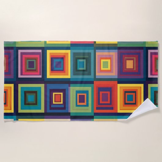 Kleurrijk retro blokontwerp strandlaken (Voorkant)