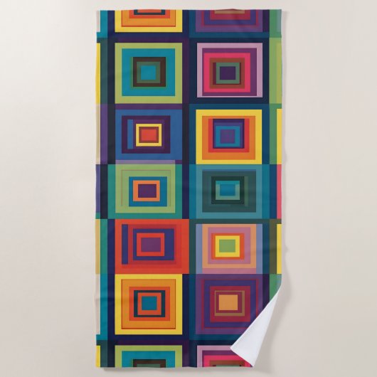 Kleurrijk retro blokontwerp strandlaken (Voorkant)