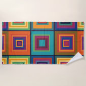 Kleurrijk retro blokontwerp strandlaken (Voorkant)