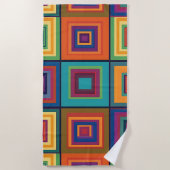 Kleurrijk retro blokontwerp strandlaken (Voorkant)