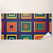 Kleurrijk retro blokontwerp strandlaken (Voorkant)