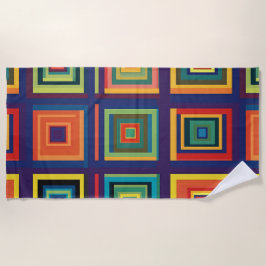 Kleurrijk retro blokontwerp strandlaken