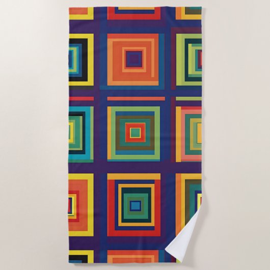 Kleurrijk retro blokontwerp strandlaken (Voorkant)