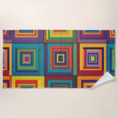 Kleurrijk retro blokontwerp strandlaken (Voorkant)