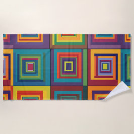 Kleurrijk retro blokontwerp strandlaken