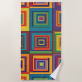 Kleurrijk retro blokontwerp strandlaken (Voorkant)