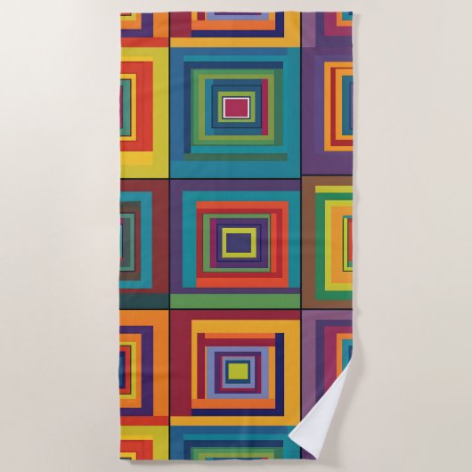 Kleurrijk retro blokontwerp strandlaken (Voorkant)