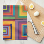 Kleurrijk retro blokontwerp theedoek (Quarter Fold)