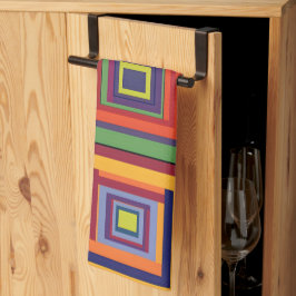 Kleurrijk retro blokontwerp theedoek