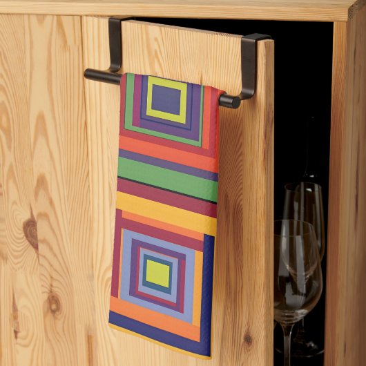 Kleurrijk retro blokontwerp theedoek (Derde Gevouwen)