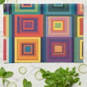 Kleurrijk retro blokontwerp theedoek (Gevouwen)