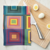 Kleurrijk retro blokontwerp theedoek (Quarter Fold)