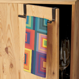 Kleurrijk retro blokontwerp theedoek