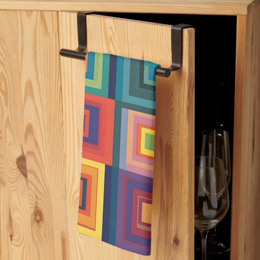Kleurrijk retro blokontwerp theedoek (Derde Gevouwen)
