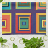 Kleurrijk retro blokontwerp theedoek (Gevouwen)