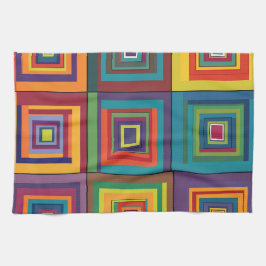 Kleurrijk retro blokontwerp theedoek