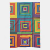 Kleurrijk retro blokontwerp theedoek (Verticaal)