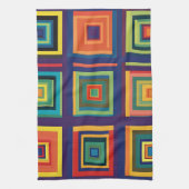 Kleurrijk retro blokontwerp theedoek (Verticaal)
