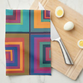 Kleurrijk retro blokontwerp theedoek (Quarter Fold)