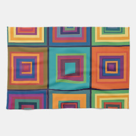 Kleurrijk retro blokontwerp theedoek