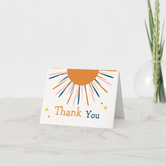 Kleurrijk Retro Boho Sunshine Baby shower Bedankkaart (Voorkant)