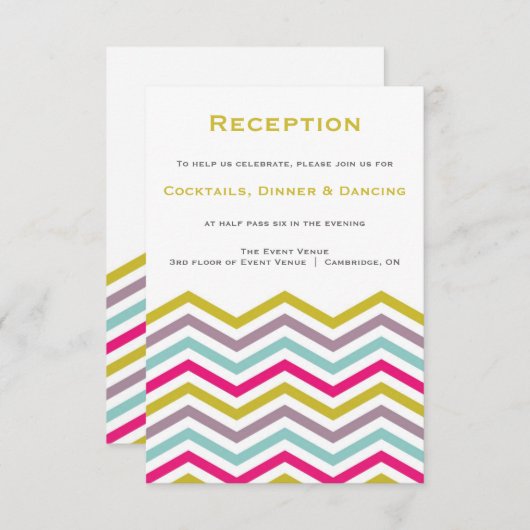 Kleurrijk Retro Chevron Patroon Ontvangstkaart Informatiekaartje (Voorkant / Achterkant)