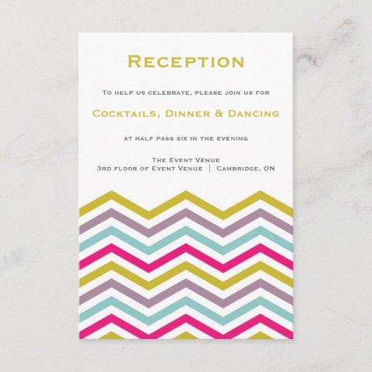 Kleurrijk Retro Chevron Patroon Ontvangstkaart Informatiekaartje (Voorkant)