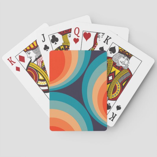 Kleurrijk retro cirkels ontwerp pokerkaarten (Achterkant)