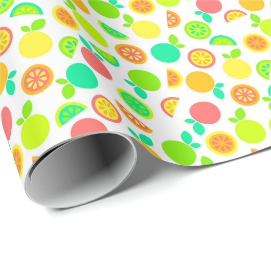Kleurrijk Retro Citrus Fruit Wrapping Papier (Rol Hoek)