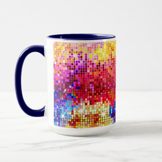 Kleurrijk Retro Disco-Ball spiegelpatroon Mok (Links)