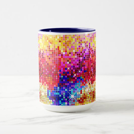 Kleurrijk Retro Disco-Ball spiegelpatroon Mok (Midden)
