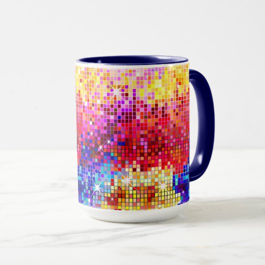 Kleurrijk Retro Disco-Ball spiegelpatroon Mok (Voorkant rechts)