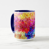 Kleurrijk Retro Disco-Ball spiegelpatroon Mok (Voorkant links)