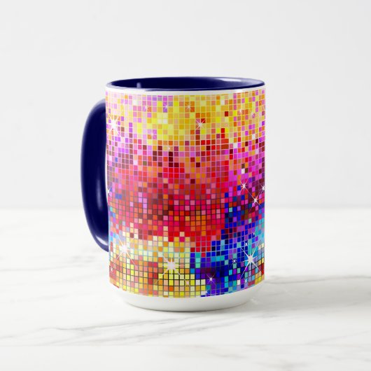 Kleurrijk Retro Disco-Ball spiegelpatroon Mok (Voorkant links)