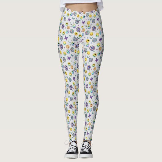 Kleurrijk Retro Disco Patroon Leggings (Voorkant)