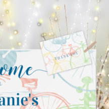 Kleurrijk Retro  fietspatroon Dank u