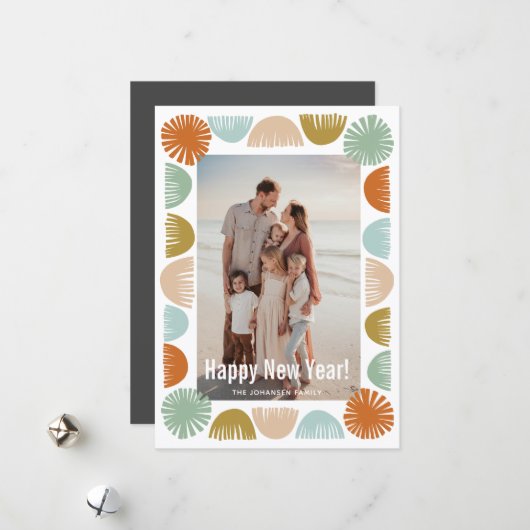 Kleurrijk Retro Frame Foto Feestdagenkaart (Voorkant / Achterkant in situ)