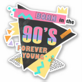 Kleurrijk Retro Geboren in 90's Jong Voor Altijd Sticker